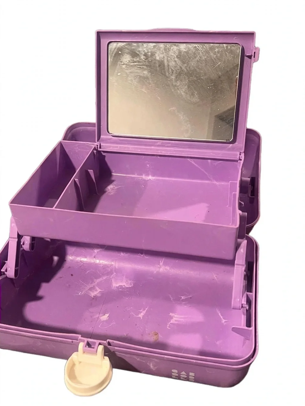Purple Travel Cosmetic Case with White Handle - Unbranded